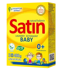 Satin Natural Balance, дитячий пральний порошок, 400 г