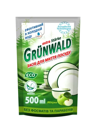 GRÜNWALD, dishwashing gel apple, 500 ml doy-pack