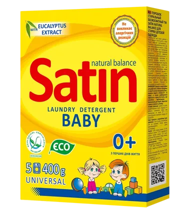 Satin Natural Balance, дитячий пральний порошок, 400 г