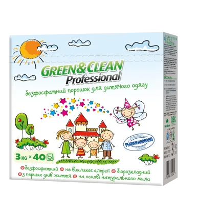 Green&Clean Professional, washing powder for baby's clothes, 3 kg